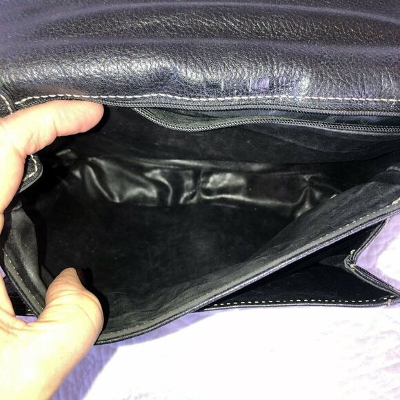 Bally Vintage Black and Brown Leather Crossbody Flap Front Bag - Picture 7 of 11